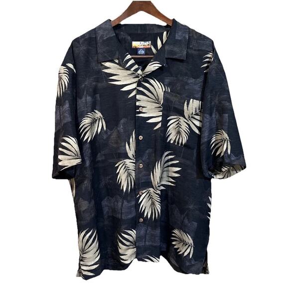 Havana Jack's Cafe Island Silk Camp Shirt Size XXL Palm Print Hawaiian Cruise - Picture 1 of 8